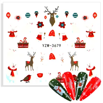 1 шт. Красочные зимние Рождественские слайдеры для ногтей, наклейки для ногтей, водные татуировки, Маникюрные обертывания, фольга, аксессуар для поделок