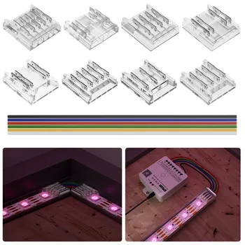 12шт Прозрачные Беспаянные Разъемы COB LED Strip 2-6Pin с Одним Двойным Концом для 8-10 мм CCT RGB SMD COB LED Strip