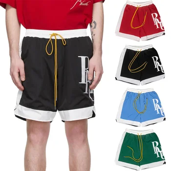 2023 Новые шорты Rhude с логотипом с буквенной печатью, повседневная летняя мужская Женская уличная одежда на шнурке