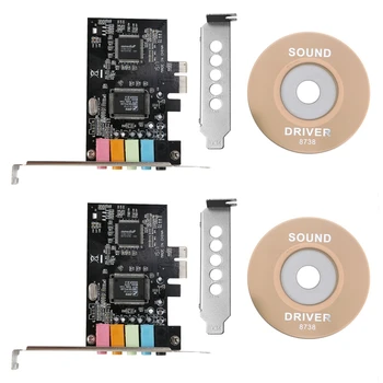 2X звуковая карта Pcie 5.1, аудиокарта объемного 3D-звучания PCI Express для ПК с высокой производительностью прямого звука и низким кронштейном