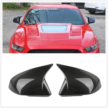 2ШТ Крышка автомобильного зеркала из углеродного волокна, чехол для окна, боковой двери, чехол для заднего вида, Дополнительная крышка для Ford Mustang 2015-2022