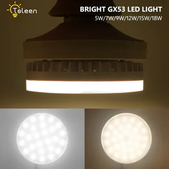 8шт GX53 Светодиодная Лампа 5 Вт 7 Вт 9 Вт 12 Вт 15 Вт 18 Вт Под Шкаф Лампада-Прожектор Холодная Теплая Лампа Для Гостиной Спальни