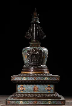 9-Дюймовая коллекция Тибетского Храма, Старый фиолетовый Бронзовый Перегородчатый Узор, ступа пагода Шакьямуни, поклонение таунхаусу, Экзорцизм