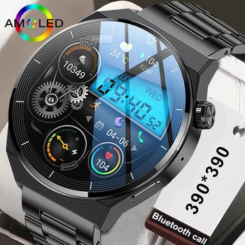 AMOLED Смарт-Часы Для Мужчин 2023 Bluetooth, Отвечающие На Звонки, Водонепроницаемые Часы, Спортивный Фитнес-Трекер, Мужские Умные Часы Relogio Masculino