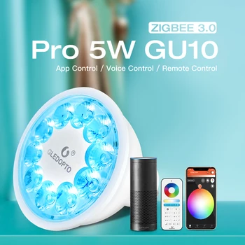 GLEDOPTO Smart 5W RGBCCT LED GU10 Pro ZigBee 3.0 Интеллектуальный прожектор Работает с приложением Echo Alexa SmartThings Tuya Голосовое управление