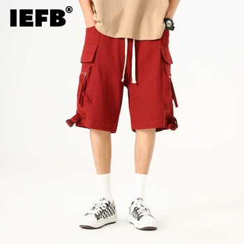 IEFB Мужские Уличные короткие брюки-карго в корейском стиле, Летние Модные Повседневные шорты, Однотонный Универсальный комбинезон, Модная мужская одежда 9C715