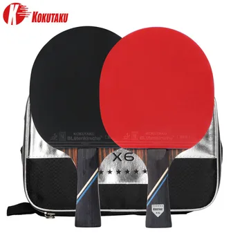 KOKUTAKU ITTF профессиональная ракетка для пинг-понга 4/5/6 звезд, карбоновая ракетка для настольного тенниса, набор лопаток для летучей мыши, прыщи из резины с сумкой