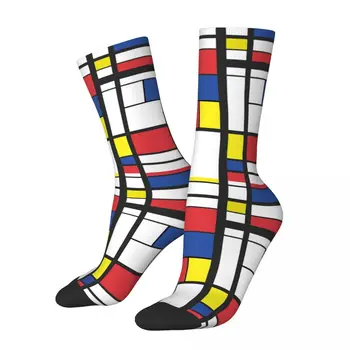Mondrian Style Reinvented - De Stijl Стиль Минималистичного Геометрического Искусства Зимние Носки Унисекс в стиле Хип-Хоп Happy Socks street Crazy Sock