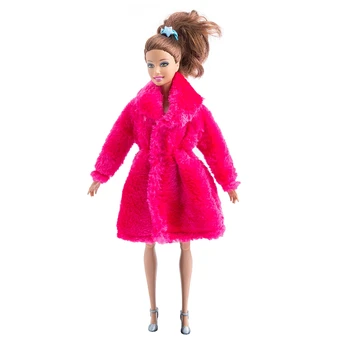 NK 1 шт 1/6 Благородное платье принцессы Розово-красное шерстяное теплое пальто Модная одежда Повседневное платье для куклы Барби Аксессуары Подарочная игрушка для девочек