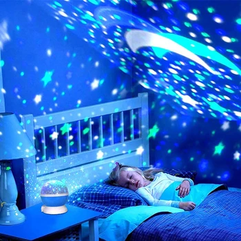 SGROW Проекционная лампа для детской спальни Вращающаяся Sky Moon Детские лампы Star Lights Настольные лампы Starlight Новейший подарок для мальчиков и девочек