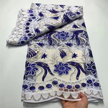 Африканская сетчатая кружевная ткань 2023, Высококачественная Французская сетка, кружева с блестками, Вышитые кружева, Тюль, Нигерийская кружевная ткань для платья