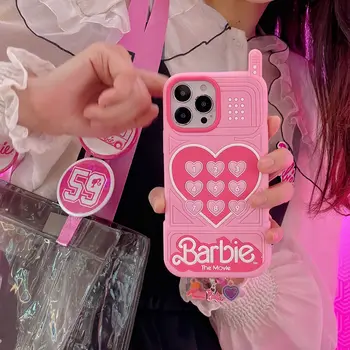 Барби Розовое Любящее Сердце Телефон Чехол Для Телефона iPhone 11 12 13 14 Pro Max Pro Силиконовая Мягкая Задняя Крышка Мультфильм Funda Shell