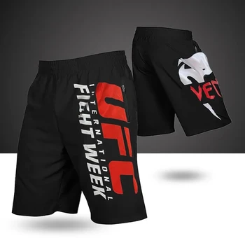 Боксерские шорты для фитнеса с принтом Thai Kick, Модные Свободные штаны для бега, баскетбола, Средние штаны с завязками, Шорты для тайского бокса MMA