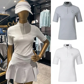 В начале осени Новая одежда для гольфа, женский топ со средним рукавом, повседневный спортивный дышащий вязаный свитер для гольфа на молнии, тренд