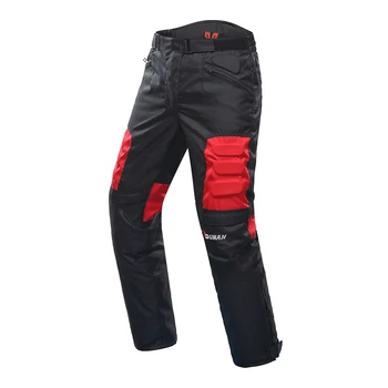 Водонепроницаемые красные байкерские брюки, Износостойкие брюки для мотокросса, защита от падения, мотоциклетное снаряжение, надежная защита, мужские мотоциклетные брюки