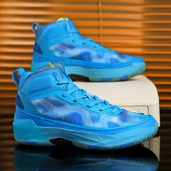 Высококачественная нескользящая баскетбольная обувь Унисекс, профессиональная дизайнерская баскетбольная обувь, женские синие кроссовки с высоким берцем на платформе, мужские кроссовки
