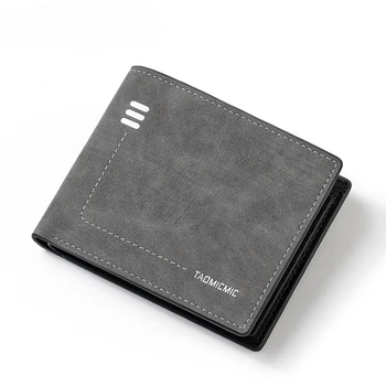 Высококачественный тонкий короткий кожаный бумажник с двойной складкой, креативный новый деловой мужской ретро-кошелек из искусственной кожи
