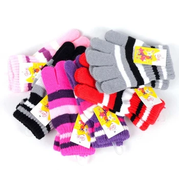 Вязаные перчатки для девочек, зимние варежки в цвет пальцев, подходящие для детского активного отдыха