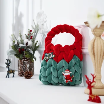 Женская рождественская тканая сумка-тоут, милая мягкая сумка ручной работы через плечо, клатч для ежедневных путешествий, женская сумка для конфет с открытой сменой
