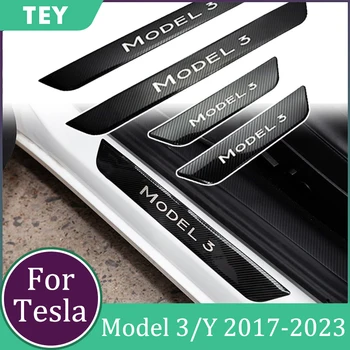 Защитная планка педали для Tesla Model Y 3 2017-2023 Аксессуары Перекладины Nerf Подножки Наклейки Декоративная накладка на порог