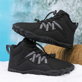 Зимние зимние ботинки для мужчин, сохраняющие тепло, ботинки для босиком, Водонепроницаемая зимняя походная обувь, уличные зимние ботинки по щиколотку, нескользящая рабочая обувь