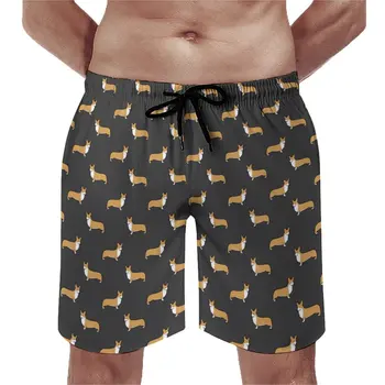 Летние пляжные шорты с забавным принтом Собаки, пляжные короткие брюки с принтом животных, Повседневные Быстросохнущие плавки Плюс Размер