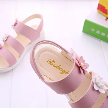 Летняя обувь для девочек, обувь с цветами, дышащие сандалии, обувь для детей, детская (розовая, 28 ярдов 173 см)