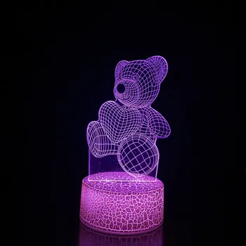 Любовь Медведь 3d Ночник Прикроватная Тумбочка для спальни Креативный Штекер Светодиодная Декоративная Лампа Красочные Изменения