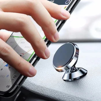 Магнитное крепление для автомобильного телефона для iPhone 14 13 12 Pro Max - вращение на 360 градусов, противоскользящий держатель из алюминиевого сплава для приборной панели и лобового стекла