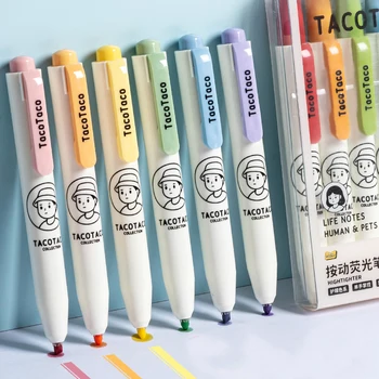 Маркеры 6 Цветов, Тонкие блестящие маркеры-хайлайтеры, пастельные цвета, Кончик зубила, Маркерная ручка
