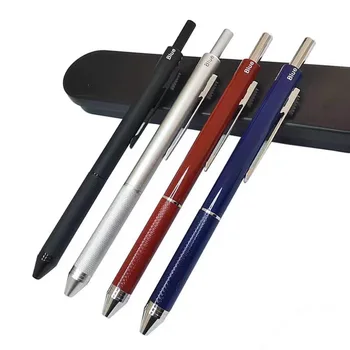 Многофункциональная металлическая ручка с датчиком силы тяжести 4 В 1, бизнес-многоцветная шариковая ручка, автоматический карандаш, Офисные школьные канцелярские принадлежности, подарок