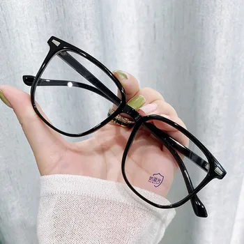 Модные классические очки в большой квадратной черной оправе с защитой от синего света Для мужчин и женщин, винтажные компьютерные очки для защиты глаз, простые очки
