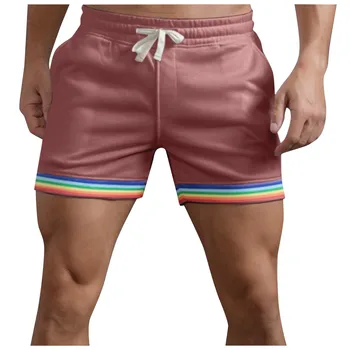 Мужские шорты, модные мужские брюки для бодибилдинга и фитнеса, повседневные мужские шорты в полоску Rainbow Pride, спортивные шорты на открытом воздухе