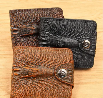 Мужской кошелек из натуральной кожи, короткий кошелек Billetera Hombre, мужские кошельки в винтажном стиле Cartera Hombre из крокодиловой кожи