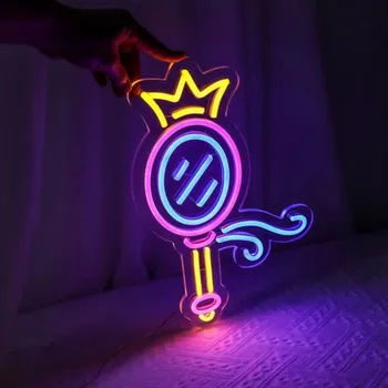 Неоновая вывеска Magic Mirror с питанием от USB для декора комнаты, светодиодный неоновый ночник с регулируемой яркостью для детской спальни, настенное искусство, подарок на день рождения