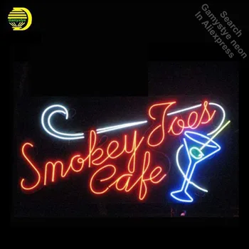 Неоновые вывески Smokey Cafe Доска для вывесок Неоновые лампы из настоящего стекла Световые вывески ресторана ручной работы, лампы, персонализированный неон