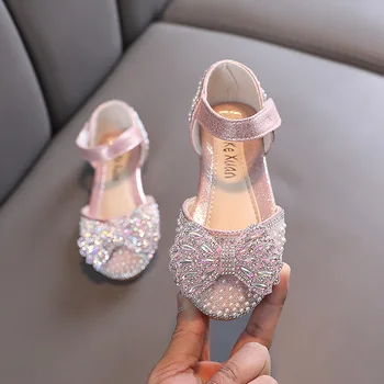 Новые летние туфли принцессы с водяными бриллиантами для девочек, удобная пляжная обувь с мягкой нескользящей подошвой