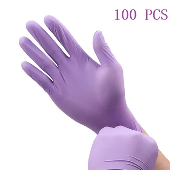 Одноразовые Гипоаллергенные Нитриловые Фиолетовые перчатки Экзаменационные Перчатки Водонепроницаемые Латексные Кухонные перчатки без нитрила пищевого качества для женщин
