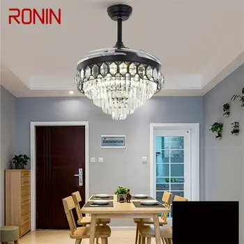 Потолочный вентилятор RONIN, невидимая хрустальная светодиодная лампа с дистанционным управлением, современная роскошь для дома