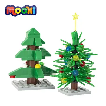 Праздник MOOXI Рождественская елка, строительный блок, модель, Фестиваль сборки, Развивающая Кирпичная игрушка для детей, украшение дома MOC4001