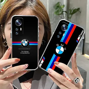 Прозрачный чехол Для Телефона Xiaomi 13 12 12X 11 11T 10 10S 9SE 9 8 6X6 Прозрачный Мягкий Чехол Funda Capa Shell Со Стильным Логотипом Автомобиля B-BMW