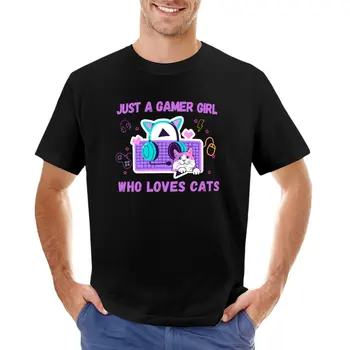 Просто девушка-геймер, которая любит кошек | Футболка gamer cats, черные футболки, футболка оверсайз, дизайнерская футболка для мужчин