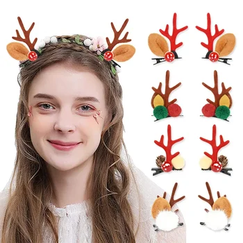 Рождественские заколки для волос с лосем для взрослых детей, подарок на Новый год для девочек, Рождественские аксессуары для волос, Заколки для ушей, Рождественский декор для дома