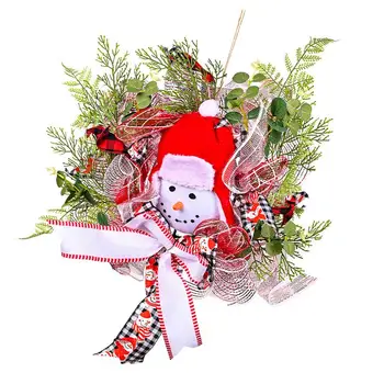 Рождественский венок, Искусственный Снеговик, Венки из шелковой ленты, Декоративный Реквизит для фотографий, Рождественская Гирлянда для двери, стены, окна, Камина