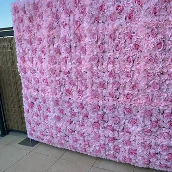 Розовая стена из цветов розы для свадебного декора, белые панели из искусственных цветов для рождественского декора для детского душа