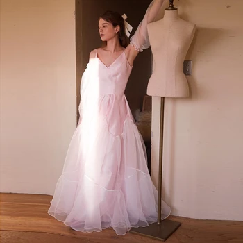 Розовое женское платье для выпускного вечера ROSELLA Princess с V-образным вырезом на бретельках, плиссированное многоуровневое вечернее платье трапециевидной формы длиной до пола, новинка 2023 года