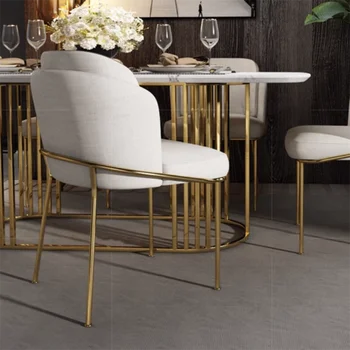 Роскошные Красивые обеденные стулья в скандинавском стиле, модные Белые обеденные стулья из искусственной кожи, Золотая Европейская кухонная мебель Sillas De Comedor