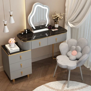 Роскошный туалетный столик со светодиодным зеркалом, стол для макияжа, шкаф для ювелирных изделий, консоль для хранения мебели LJ50DT