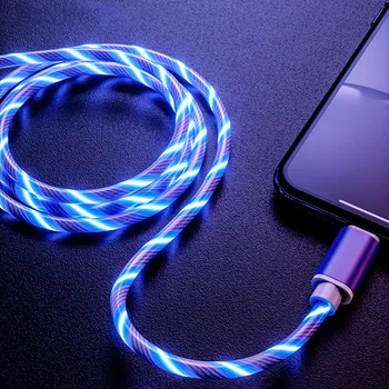 Светящийся кабель Кабели для зарядки мобильных телефонов со светодиодной подсветкой Зарядное устройство Micro USB Type C для Samsung S10 A50 A70 Charge Glow Кабель для передачи данных