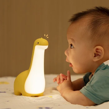 Сенсорный выключатель, милый динозавр, светодиодный ночник, подарочная настольная лампа для спальни, USB-аккумуляторная лампа для сна, таймер для сна